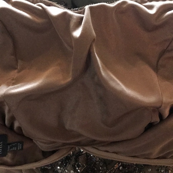 ADRIANNA PAPELL gown taupe silver sequin NWT 4 - Picture 7 of 8